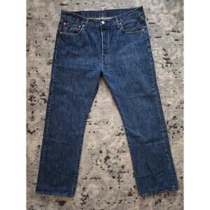 Levis 501 Blue Jeans - Classic Straight Fit W36 L30 Hidden Button Fly Streetwear